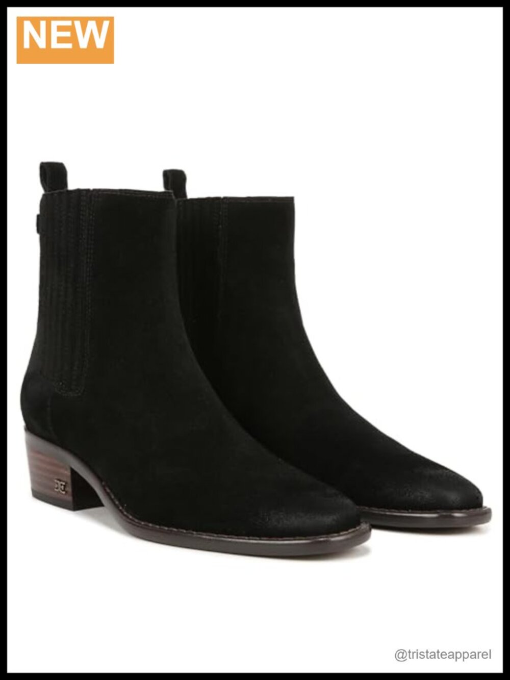 Sam Edelman Bronson Suede Chelsea Boots Block Heel Pull-On Ankle Booties Women